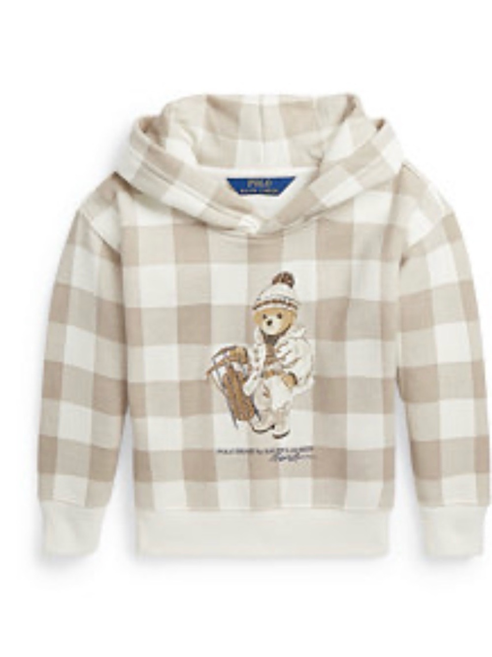 Polo Ralph Lauren - Kids Beige Plaid Hoodie with Teddy Motif